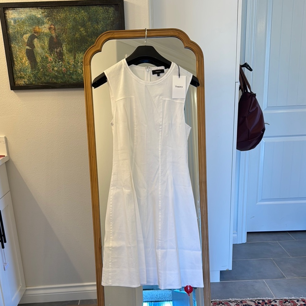 NWT Theory White Linen blend Sleeveless Dress